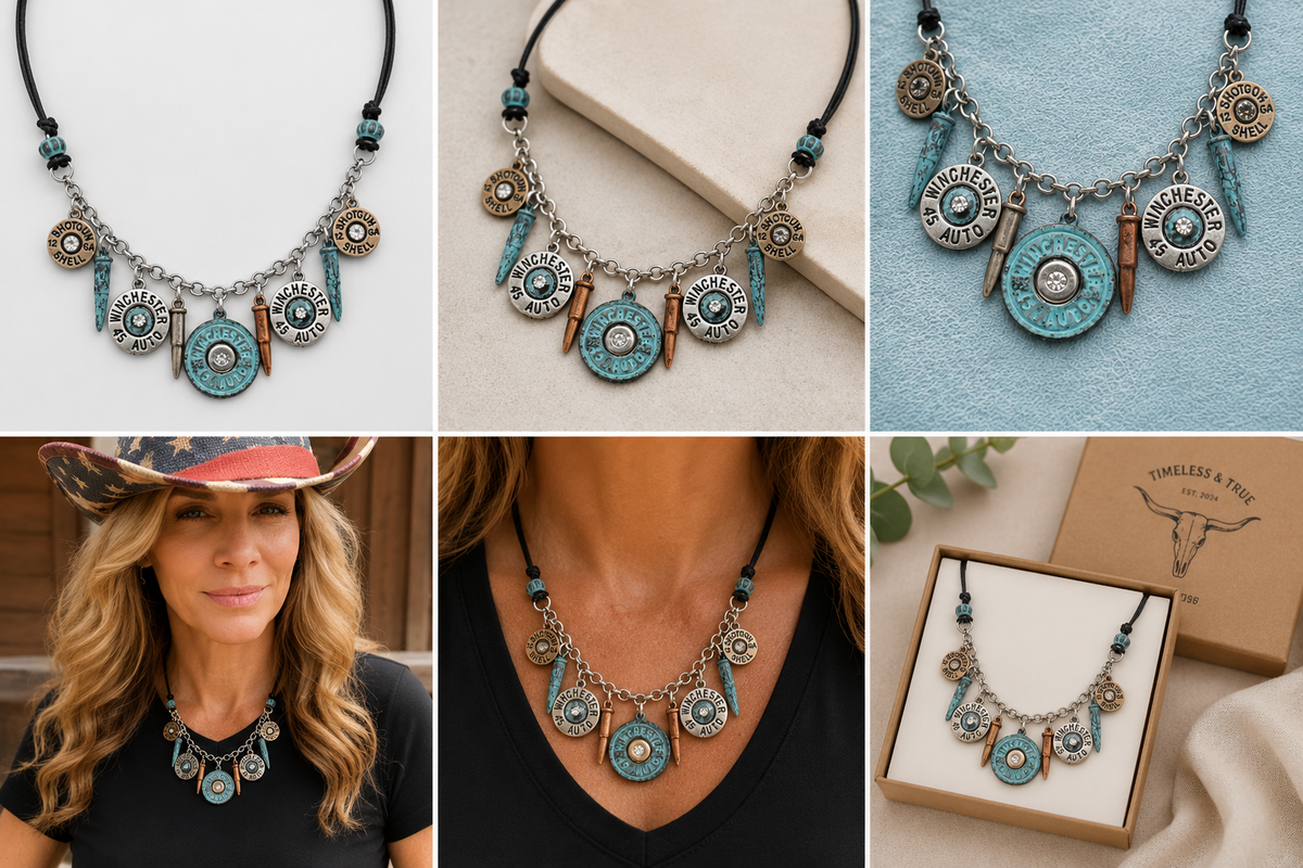 Shotgun Shell Necklace – Winchester Bullet Charm Necklace – Western Cowgirl Jewelry – Ranch Lifestyle™ Handmade