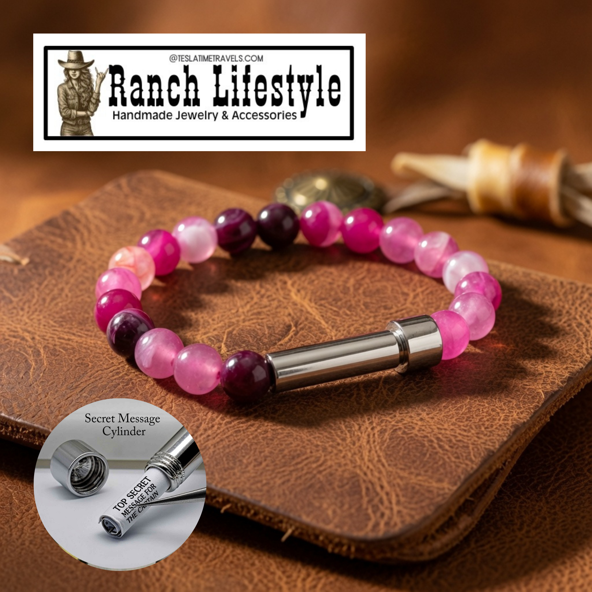Cowboy Promise Bracelet™ — Secret Message Capsule Bracelet, Handmade Gemstone Jewelry