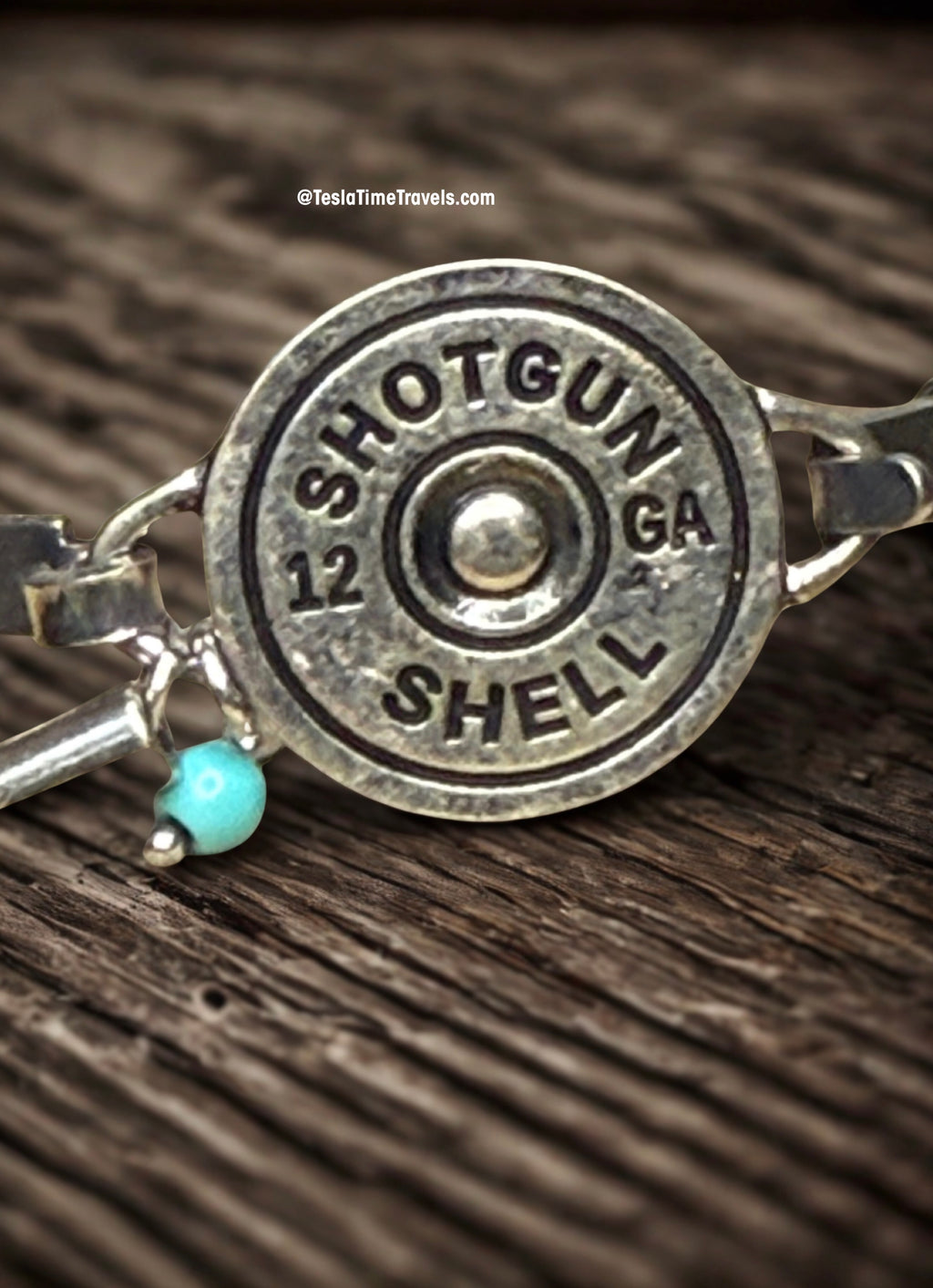 Shotgun Shell Bracelet with Turquoise Howlite & Bullet Charm | Western Hinge Bracelet