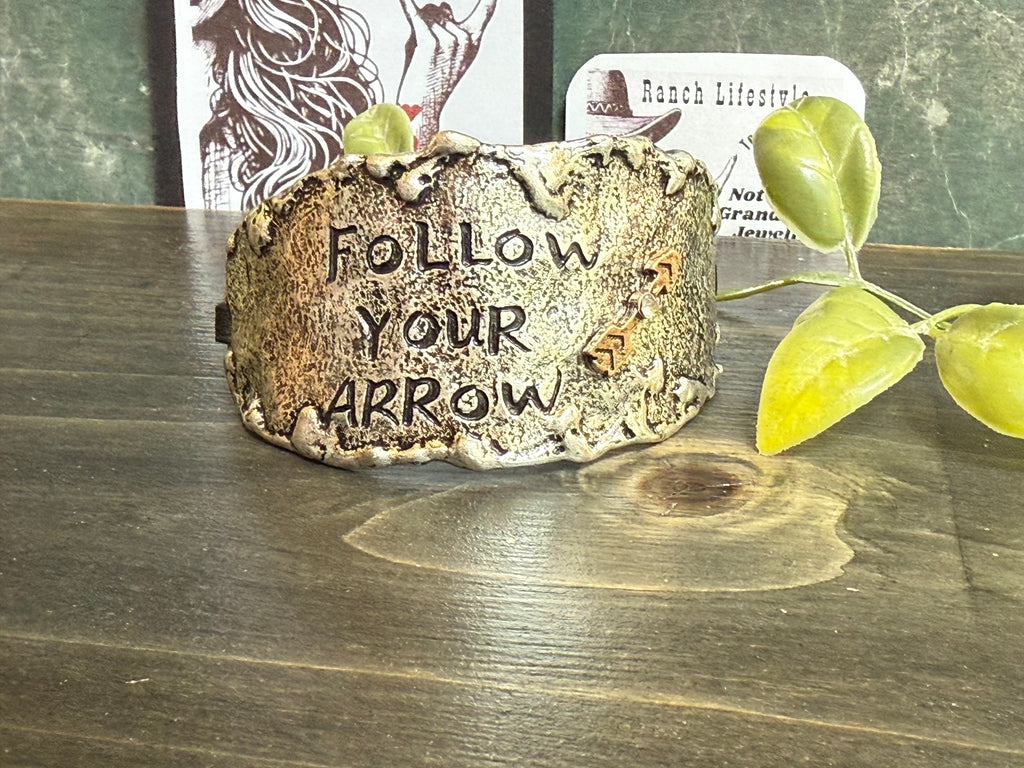 Follow Your Arrow Bracelet – Hand Stamped Western Leather Cuff – Ranch Lifestyle™ Handmade Cowgirl Jewelry