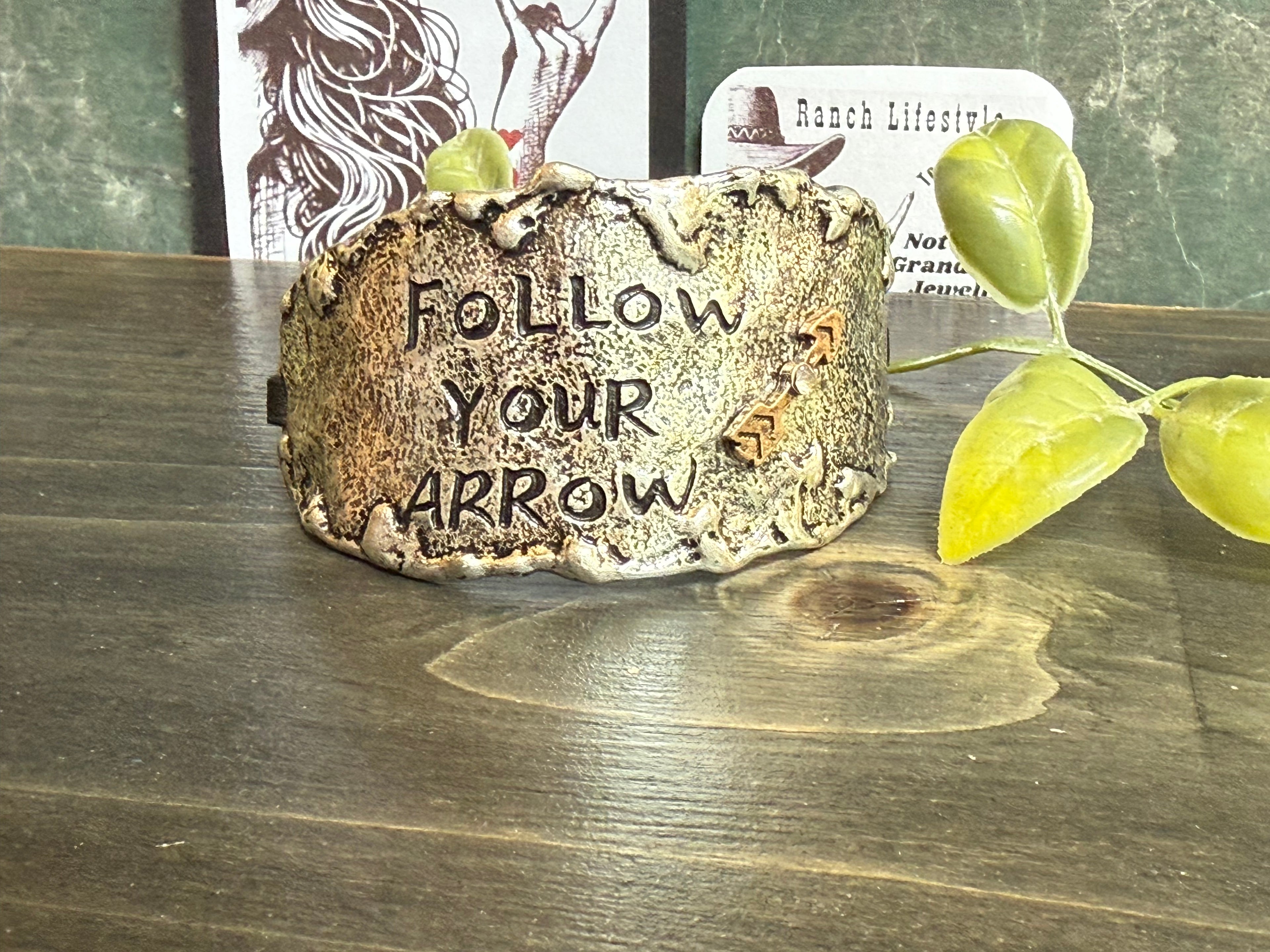 Follow Your Arrow Bracelet – Hand Stamped Western Leather Cuff – Ranch Lifestyle™ Handmade Cowgirl Jewelry