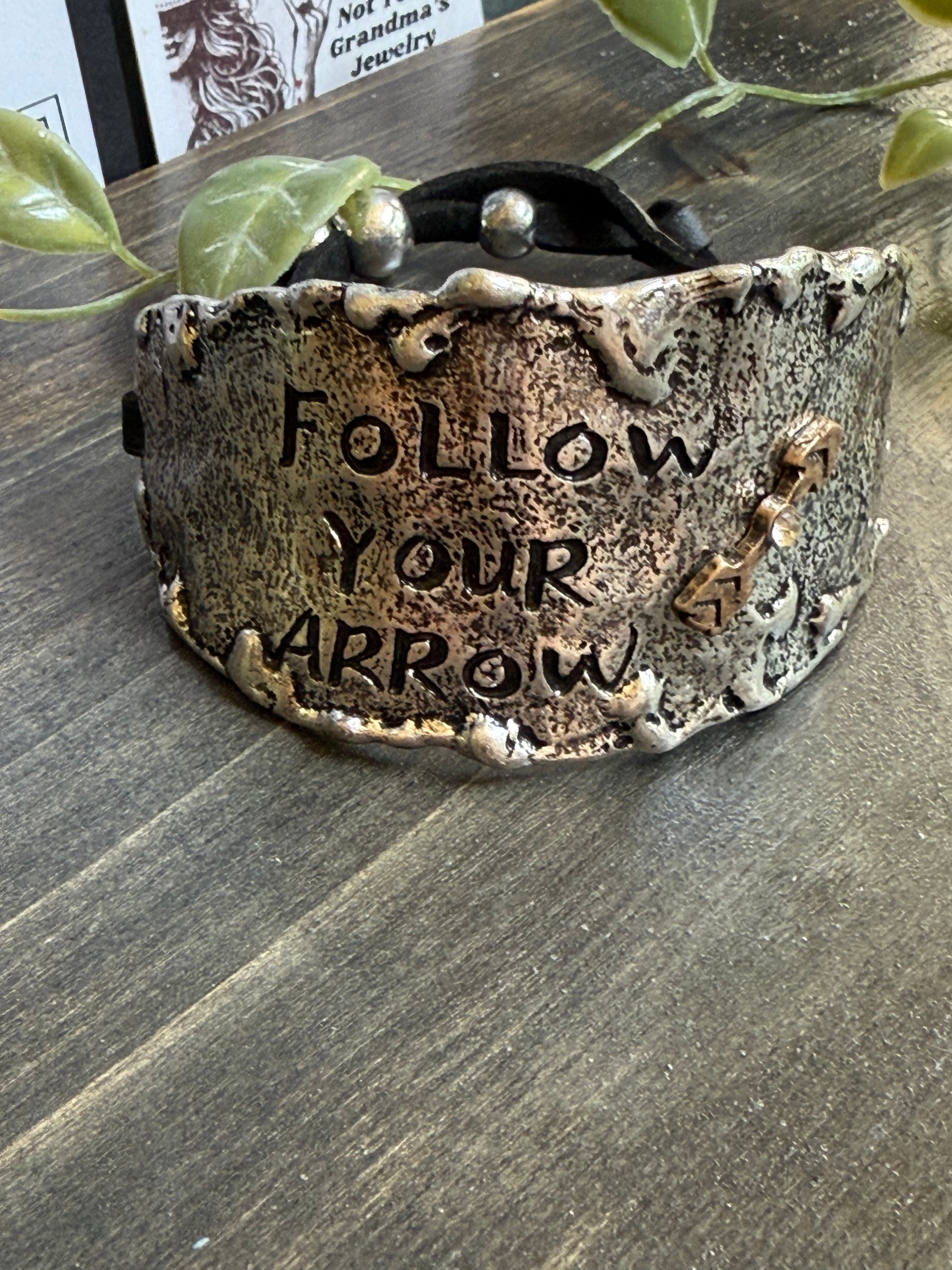 'Follow Your Arrow' engraving bracelet
