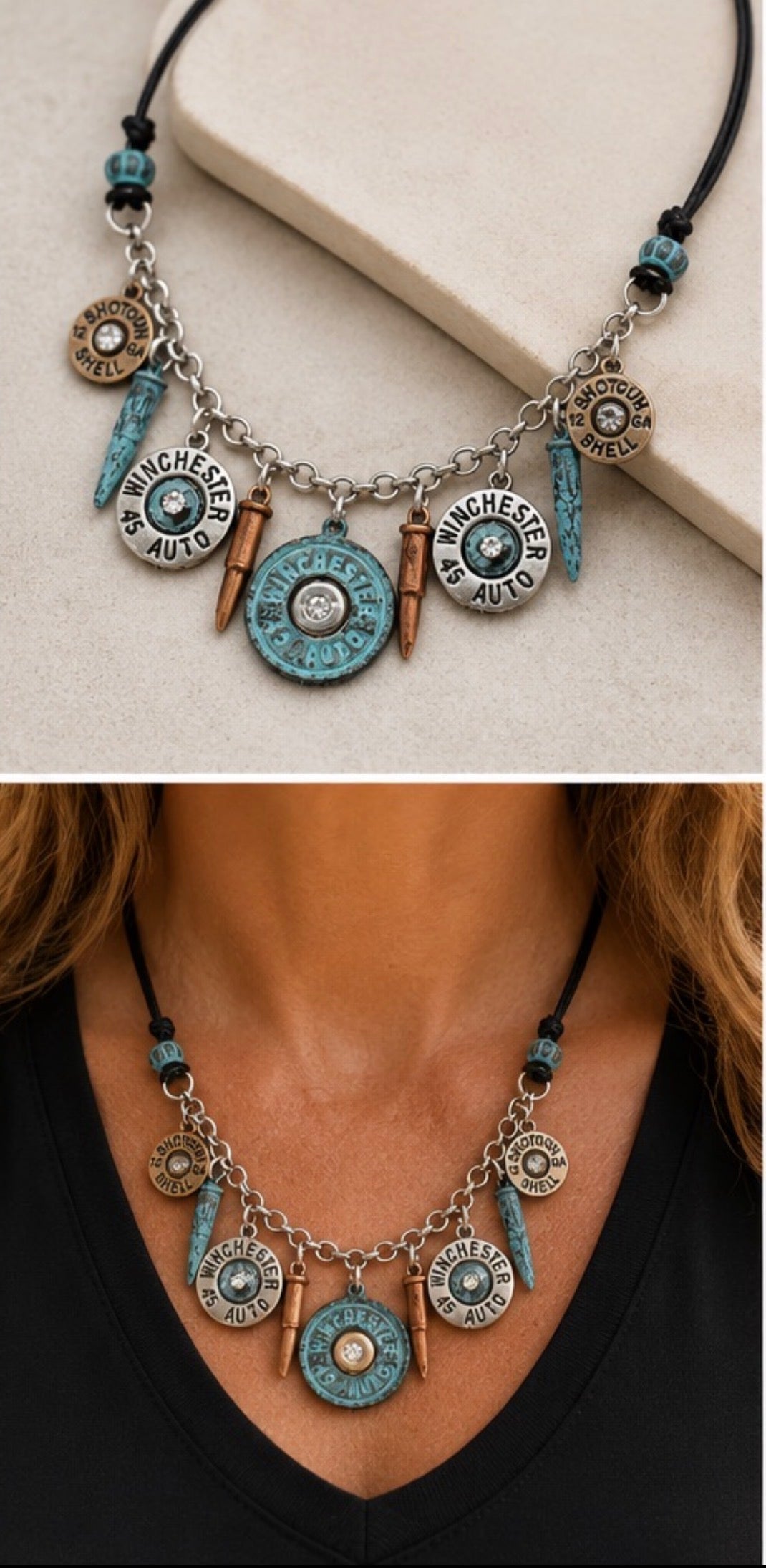 Shotgun Shell Necklace – Winchester Bullet Charm Necklace – Western Cowgirl Jewelry – Ranch Lifestyle™ Handmade