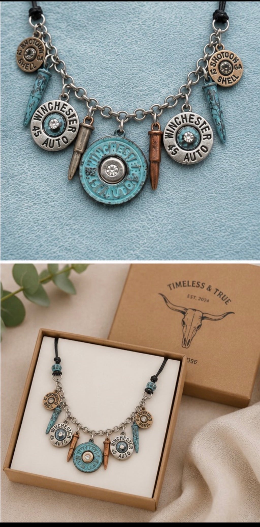 Shotgun Shell Necklace – Winchester Bullet Charm Necklace – Western Cowgirl Jewelry – Ranch Lifestyle™ Handmade