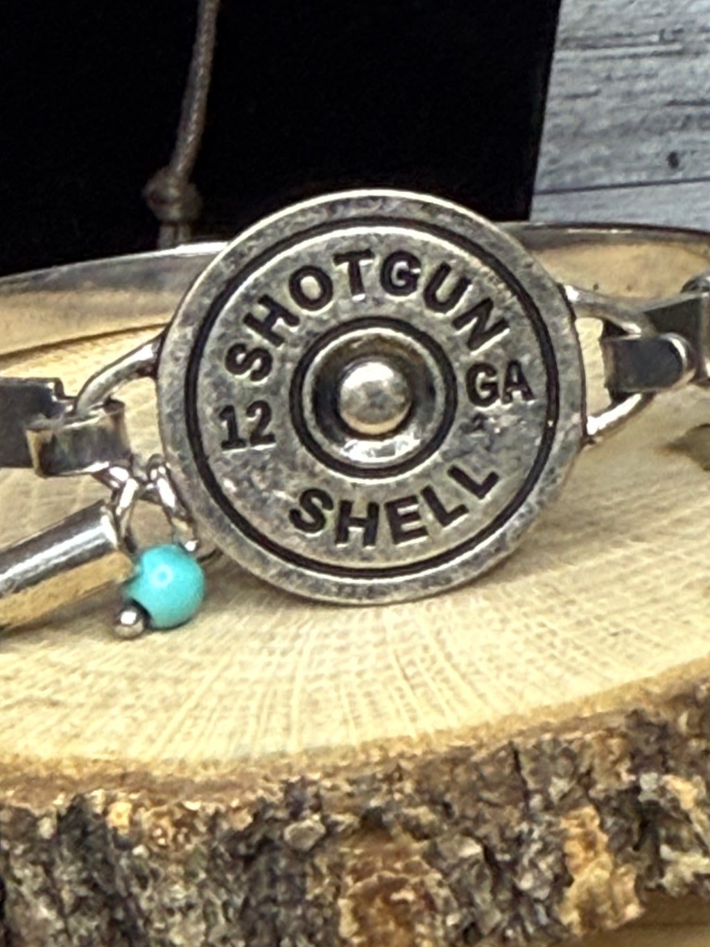 Shotgun Shell Bracelet with Turquoise Howlite & Bullet Charm | Western Hinge Bracelet