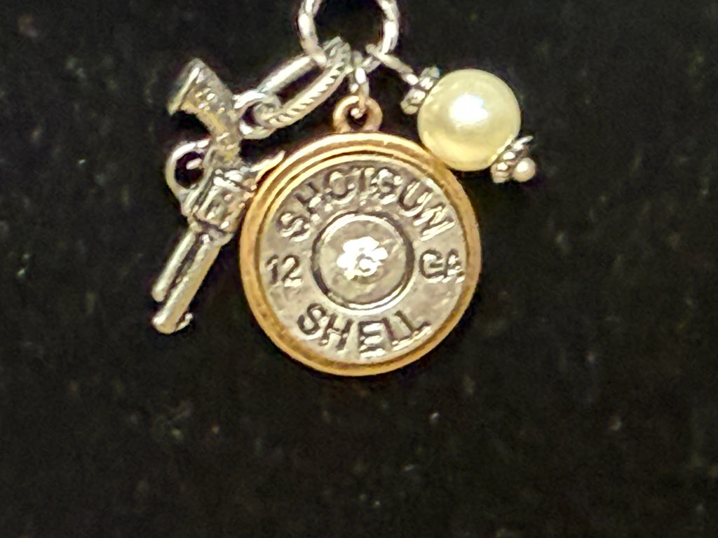 12 Gauge Shotgun Shell Necklace with Turquoise Beads & Pistol Charm | Ranch Lifestyle™ Jewelry